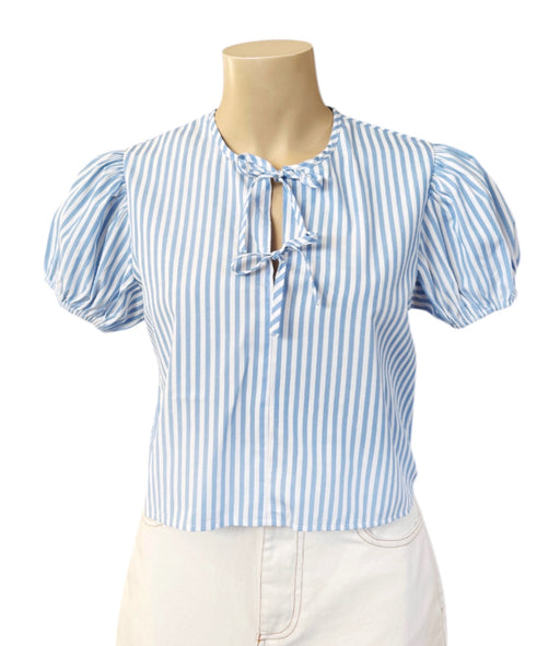 Pinstripe bow top - Blue and White
