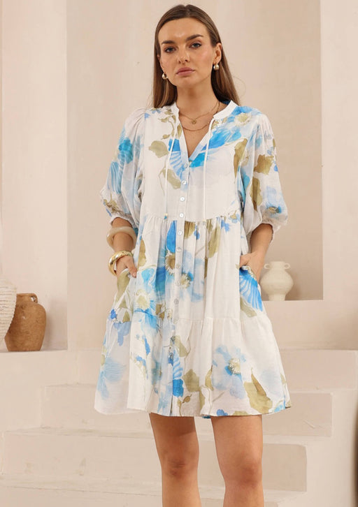 Babydoll Dress - Blue floral