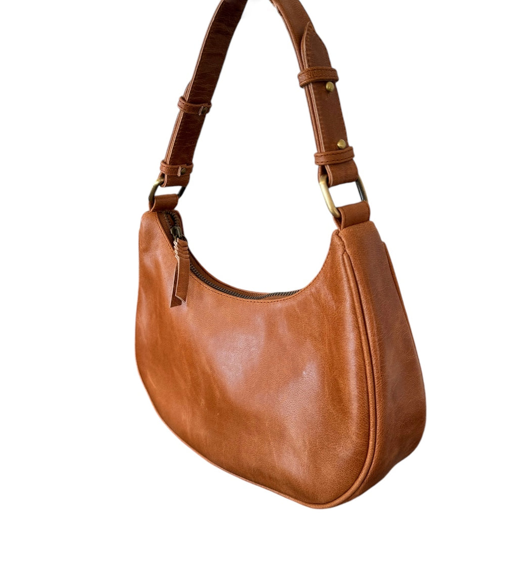 Hobo and Hatch Genuine Leather Clara Mini Shoulder Bag - Chestnut Antique