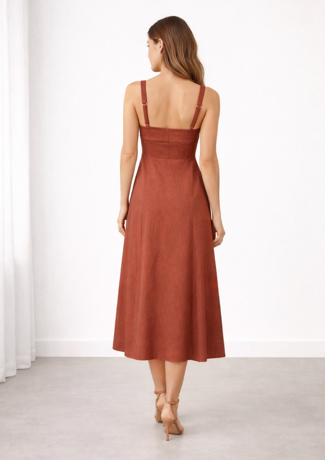 Ava Midi Dress - Rust