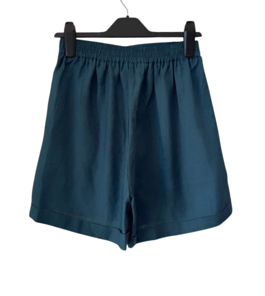Bell 100% Linen Shorts - Teal