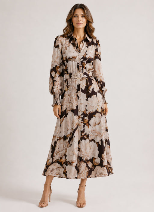 Kara Maxi Dress - Multi brown