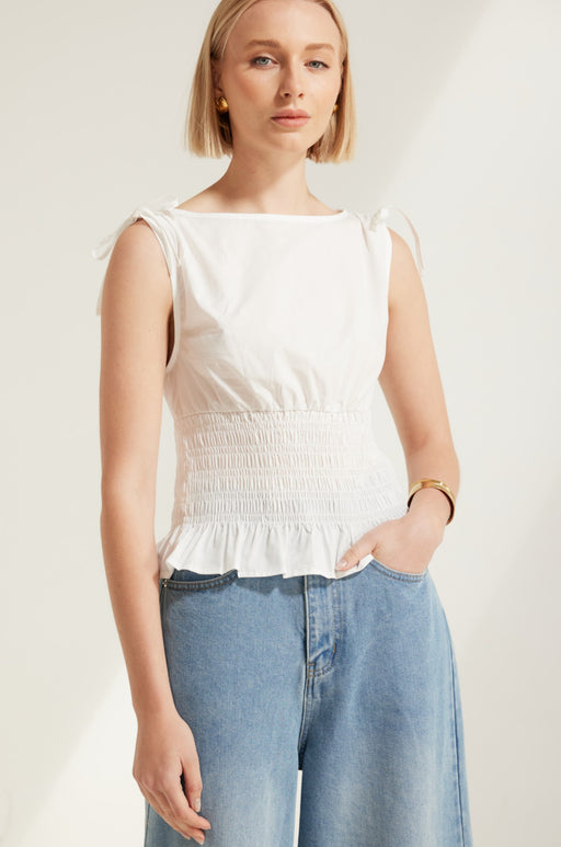 Ruched Cami Top - White