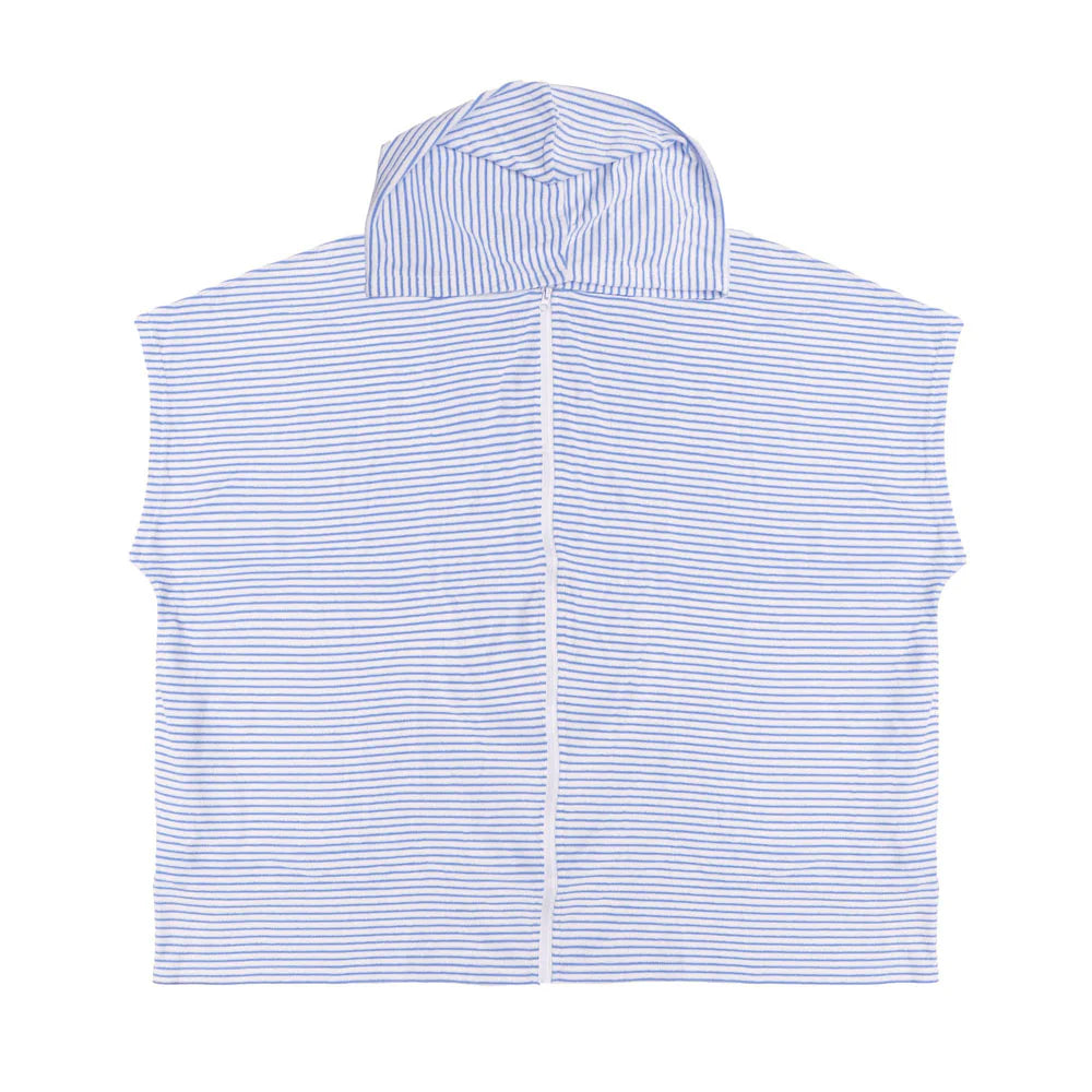 Adult towel Poncho - Blue and White Stripe