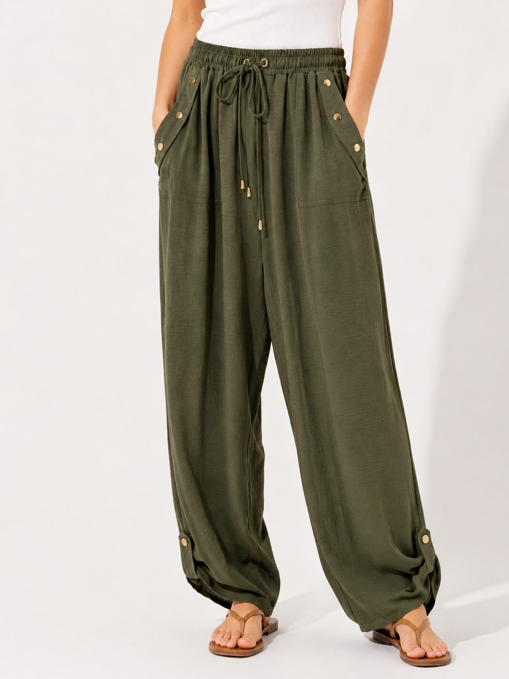 Tab bottom Pants - Khaki