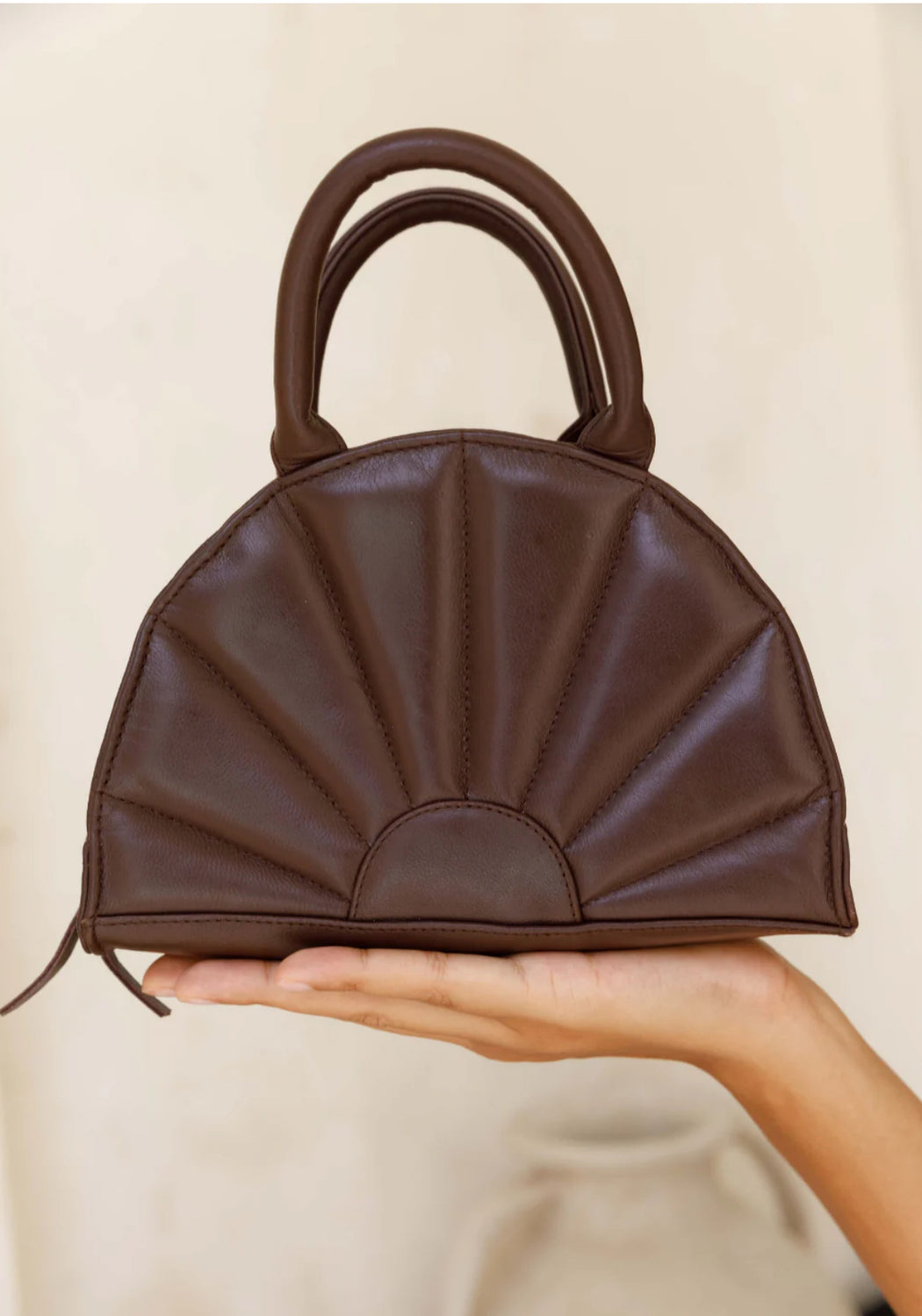 Hobo and Hatch Genuine Leather Soleil Mini Tote- Cocoa