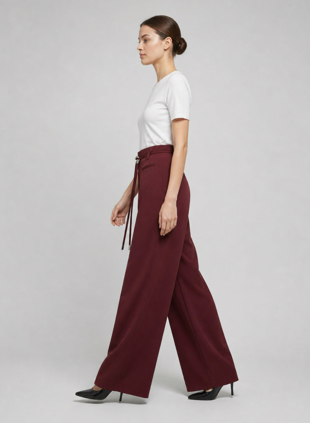 Wide leg Satin Pants - Berry