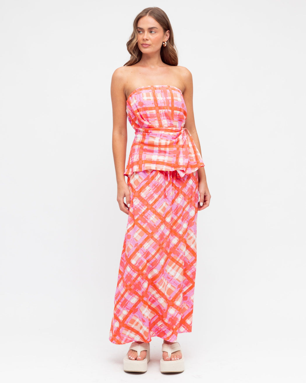 Clara strapless Top - Pink and orange