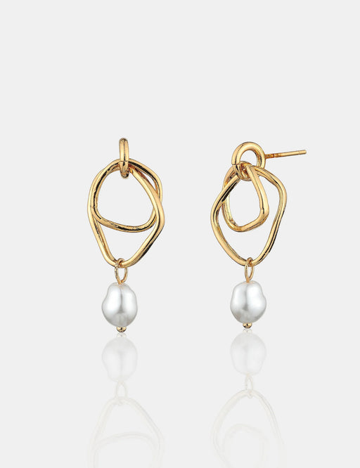 18k Gold plated Pearl Drop Studs