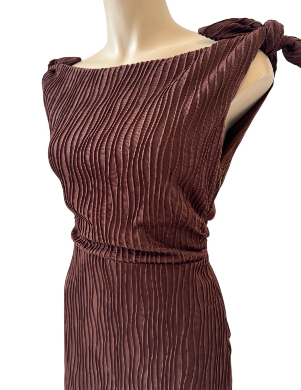 Tie shoulder Maxi Dress - Chocolate