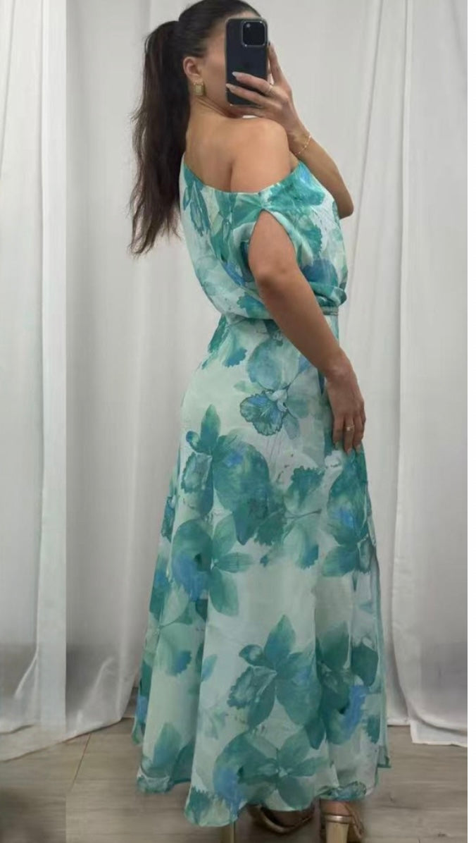 Off shoulder dress - Floral blue