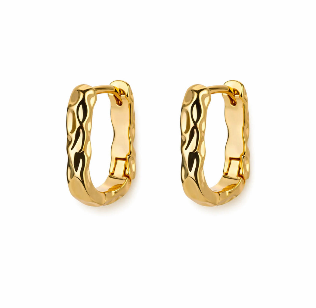 Denvi 18K Gold Plated Huggie Hoops - Dimple Hoop