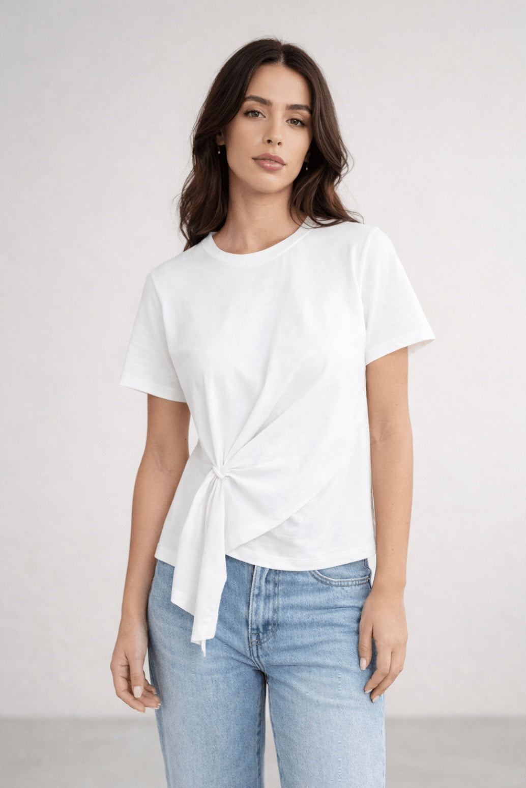Pleat Cotton Tee - White