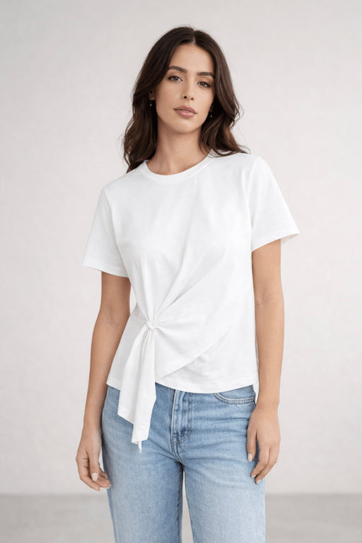 Pleat Cotton Tee - White