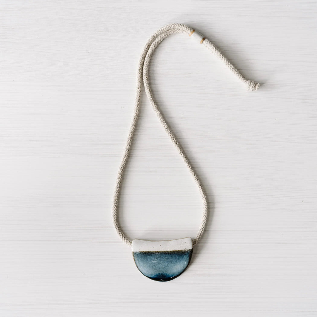 Woodfolk Natural Hand Crafted Necklace- Ink Half Moon