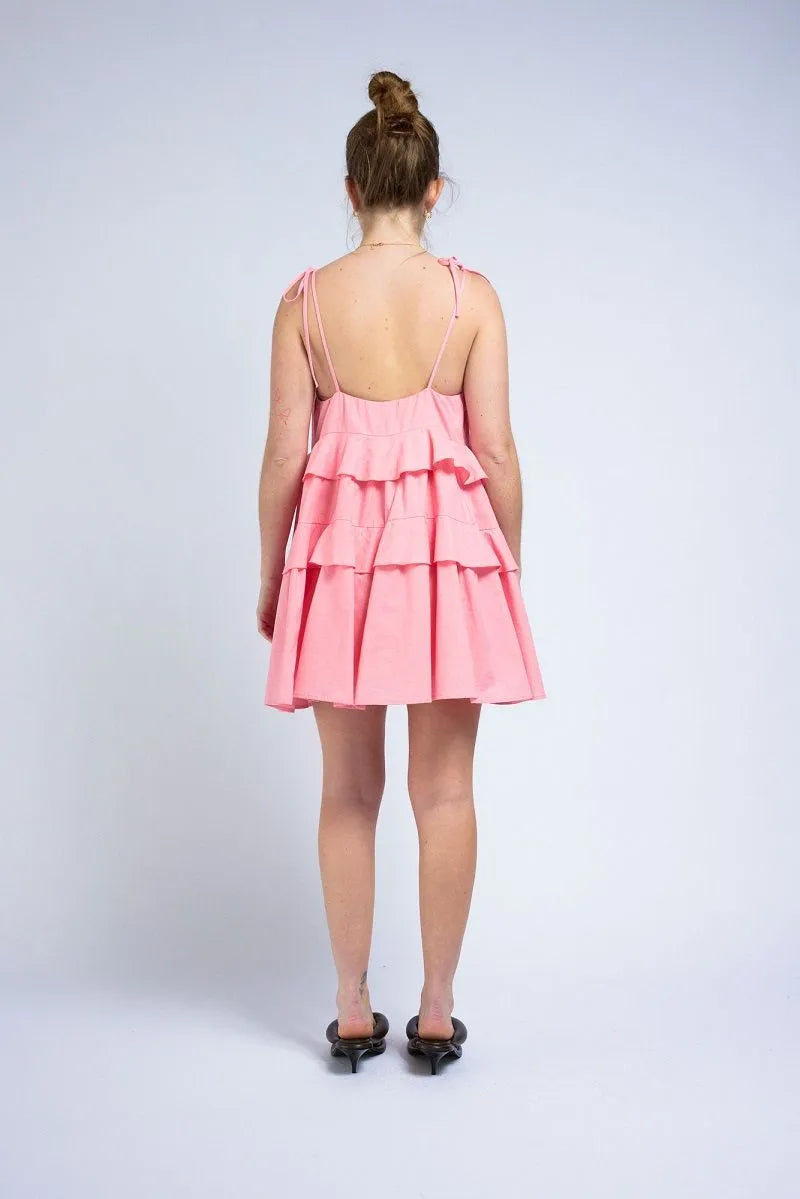 Frill Mini Dress - Pink