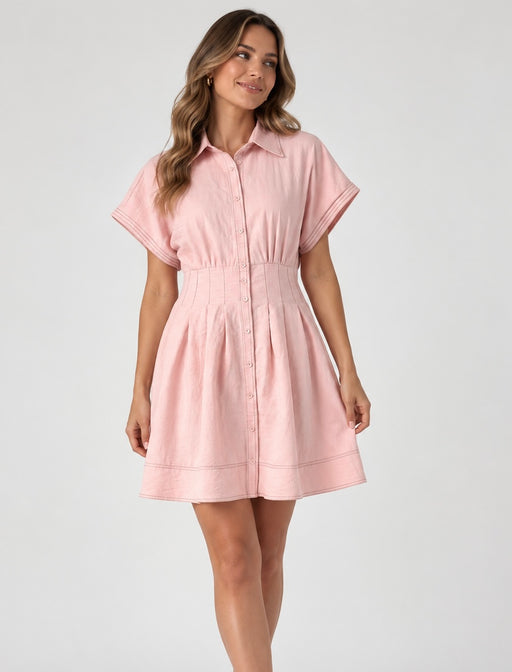 Pleated Mini Dress - Pink
