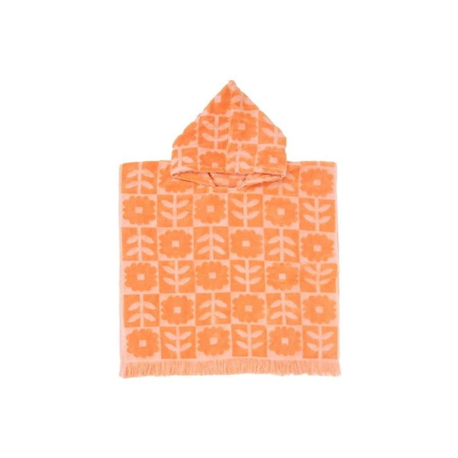 Kids towel Poncho - Orange print