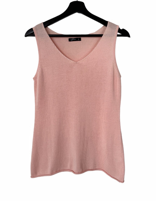 Cotton V Neck Knit Tank Top - Pink