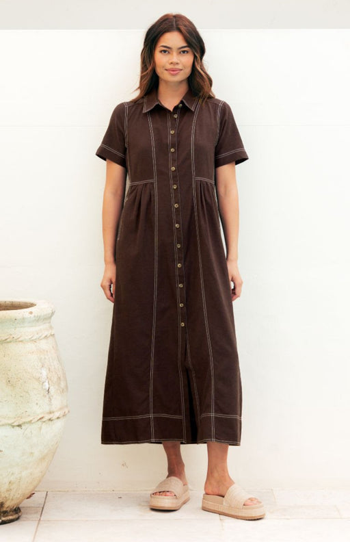Contrast Stitch Maxi Dress - Contrast