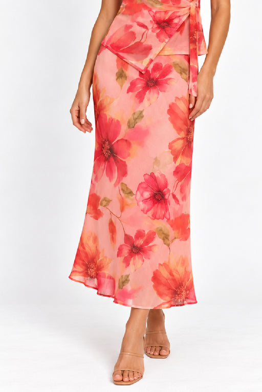 Rue Mesh Maxi Skirt - Floral Pink and Yellow
