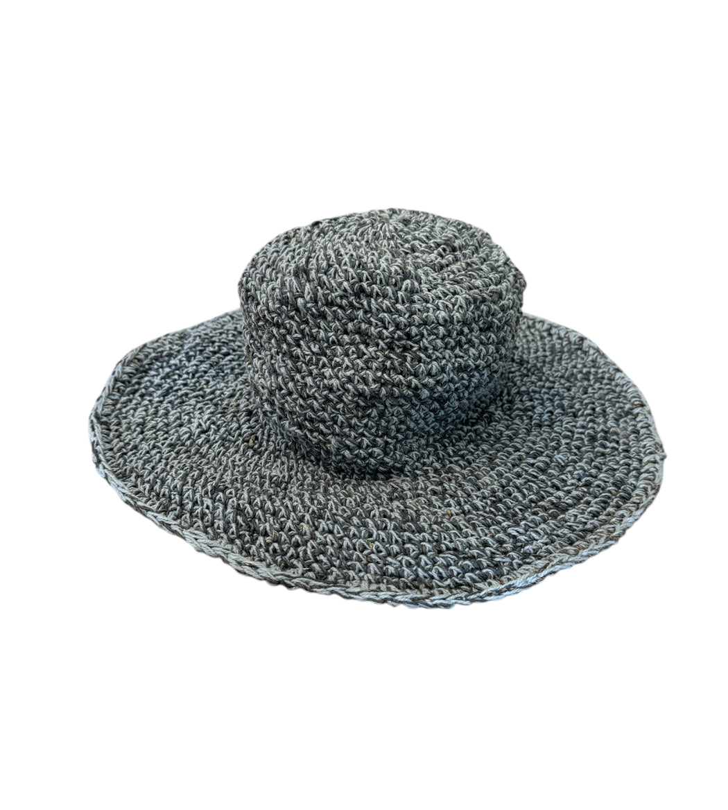 NEW COLOUR Denim Hemp + Cotton Woven Hat - by hobo & hatch - Polly short brim - Blue