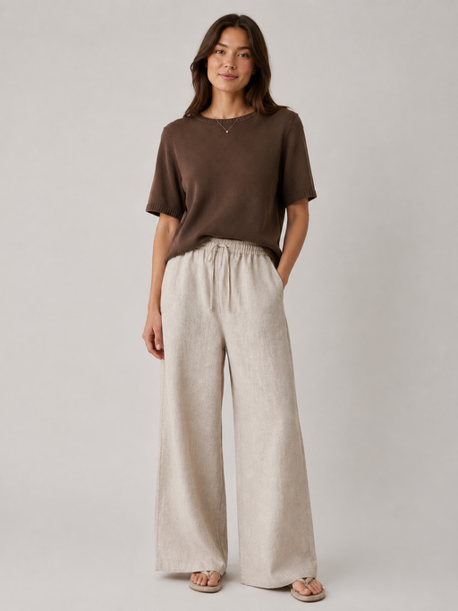 Little Lies Tara Linen Pants - Natural