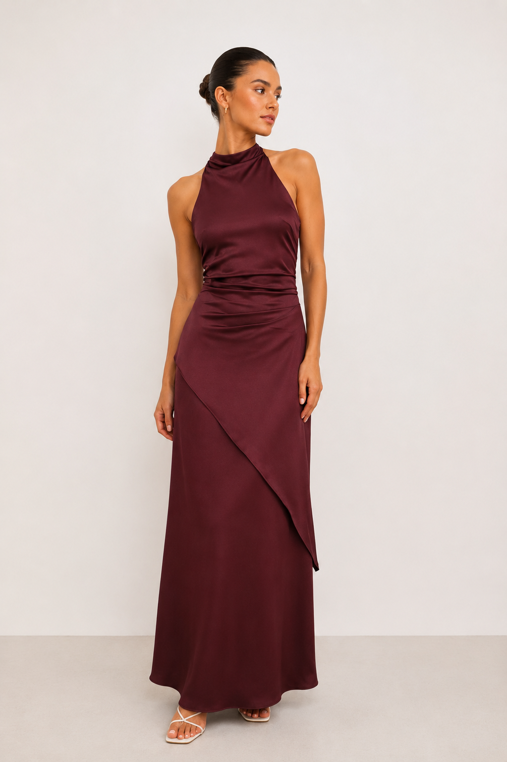 Satin two piece cocktail Set - Wine
