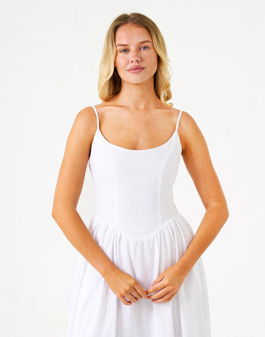 Drop waist Maxi Dress - White