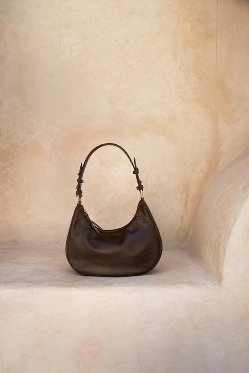 Hobo and Hatch Genuine Leather Clara Mini Shoulder Bag - Cocoa