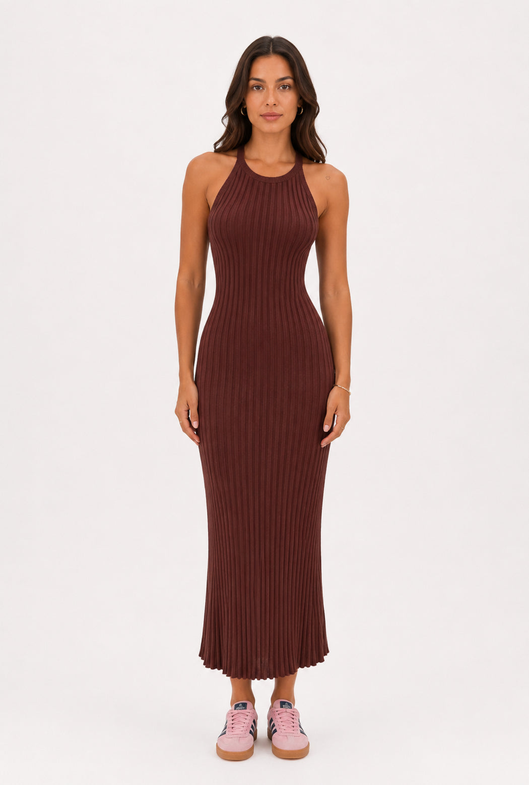 Sleeveless Knit dress - Brown