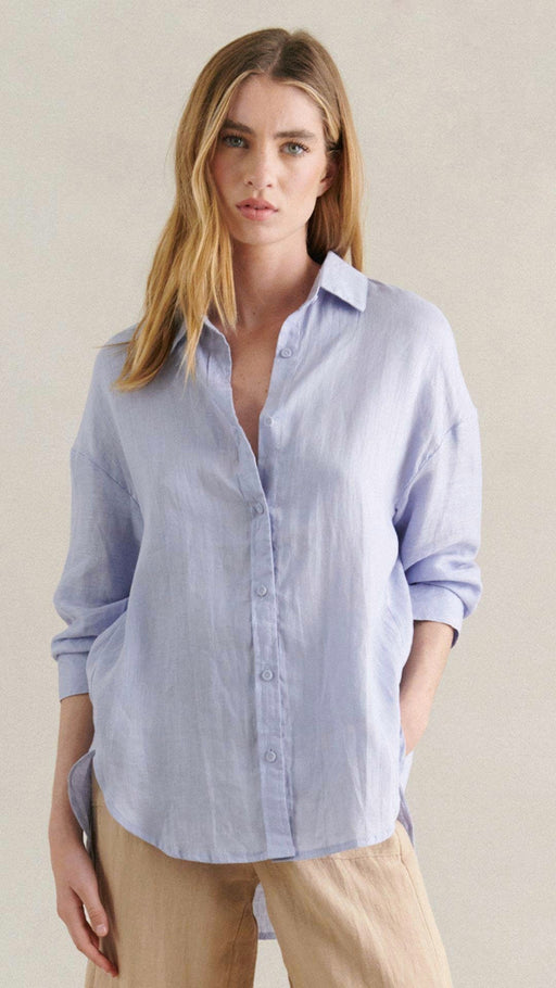 Little Lies Linen Set Shirt - Jacaranda Blue