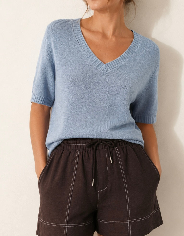 V-neck Knit - Blue