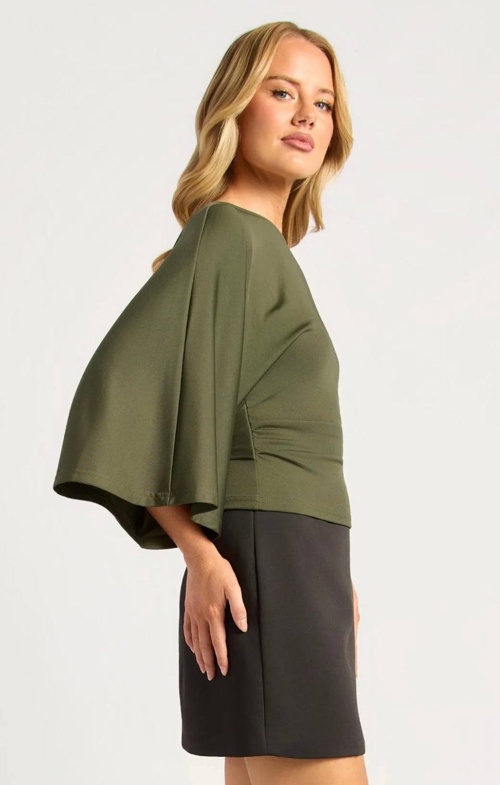 Tie back Wide sleeve Blouse - Khaki