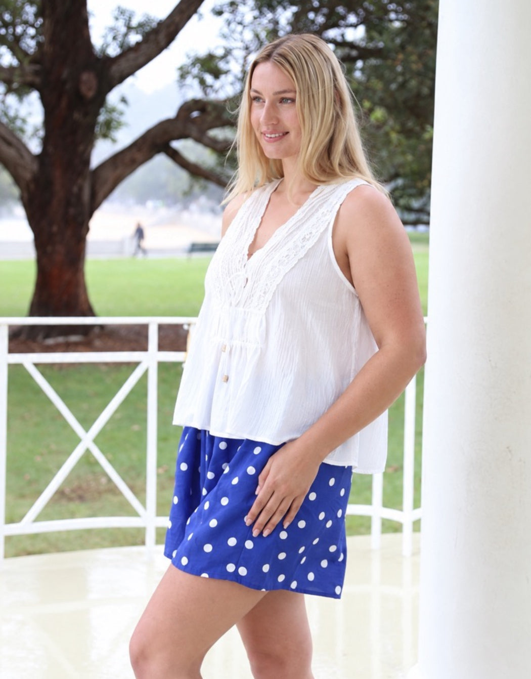 Polka dot shorts -  Blue and white spots