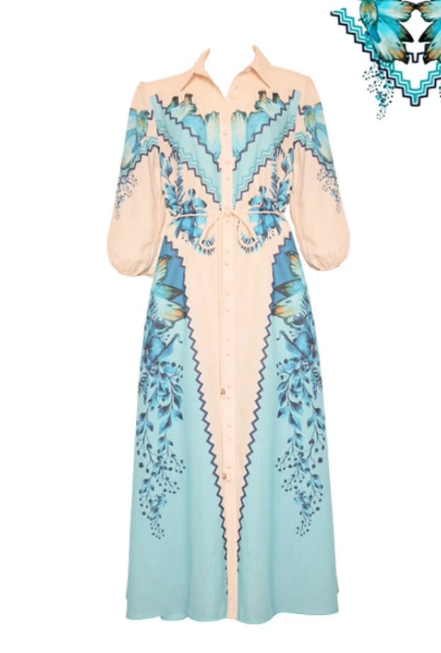 Maxi Dress - Blue floral