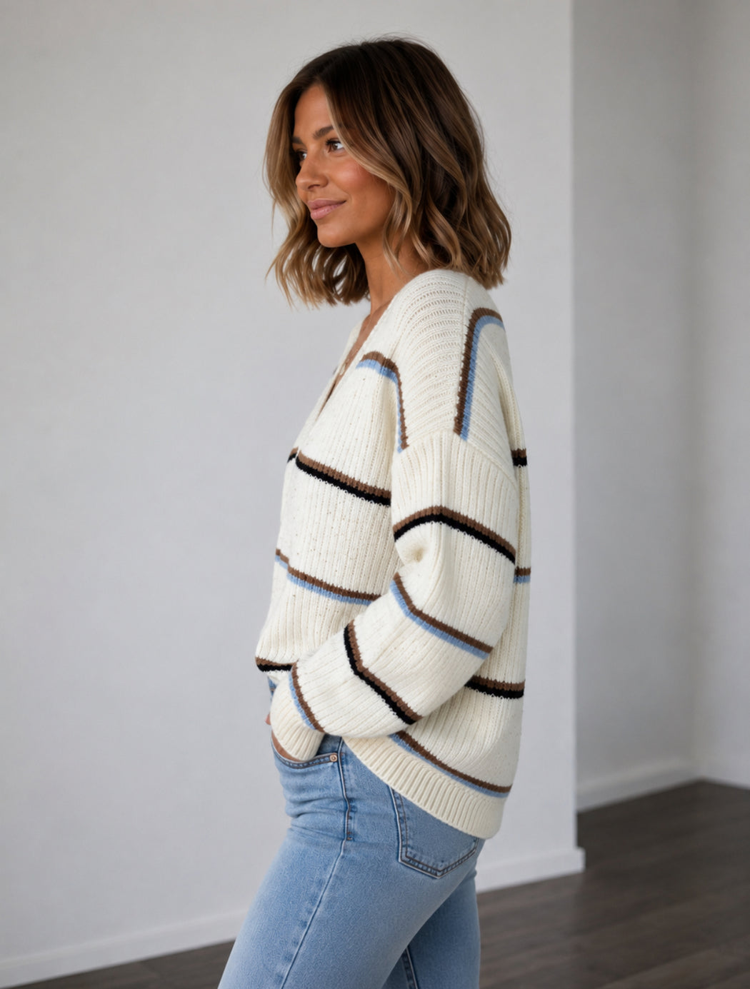 Wool blend Lola stripe Knit - Cream
