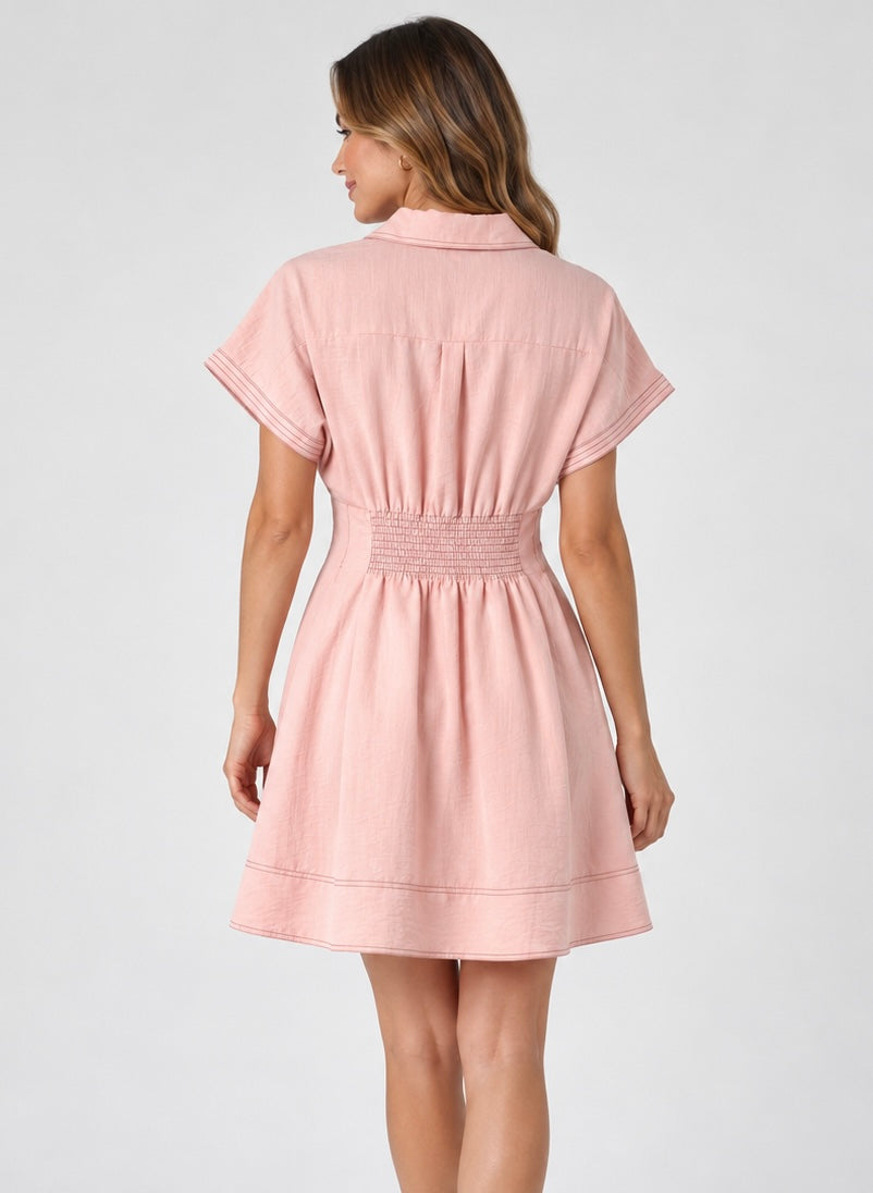 Pleated Mini Dress - Pink