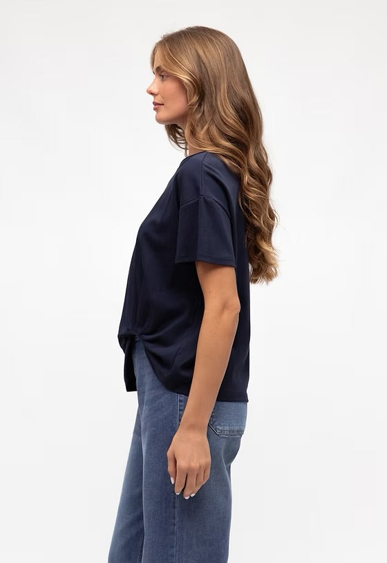 Easy Tuck Cotton Tee - Navy
