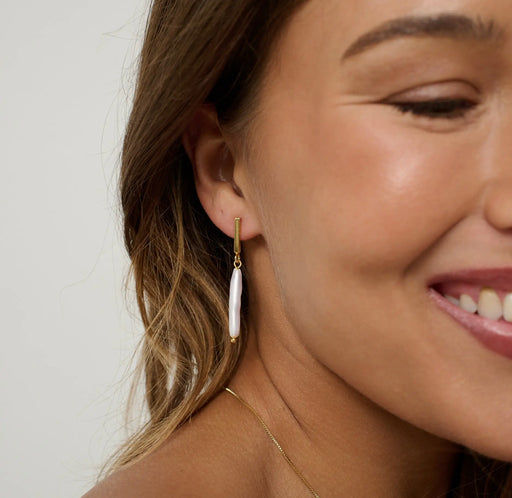 Natural organic bean pearl Gold Drop Studs