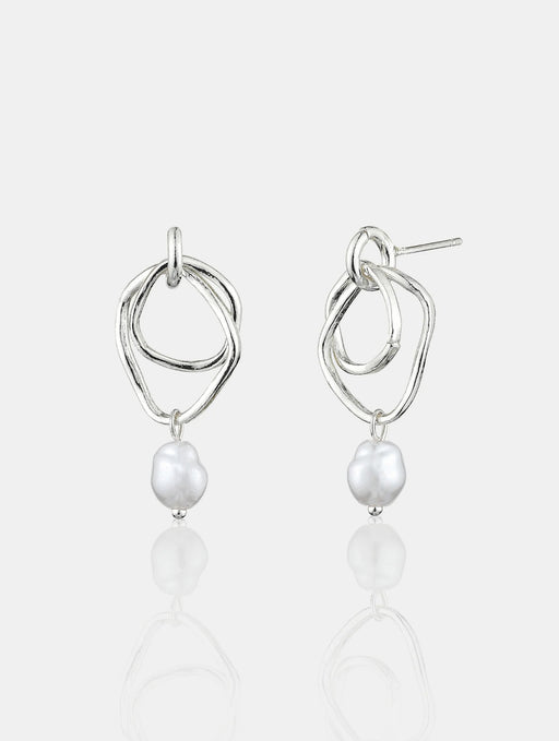 Sterling silver plated Pearl Drop Studs