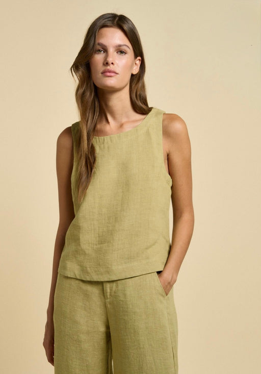 Little Lies Jude Linen Tank Top - Pistachio