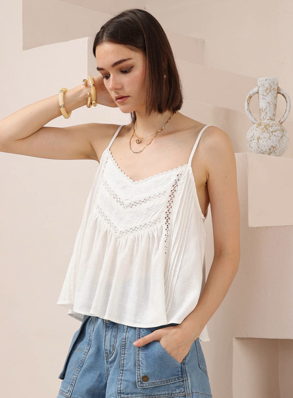 Boho Cami Top - White
