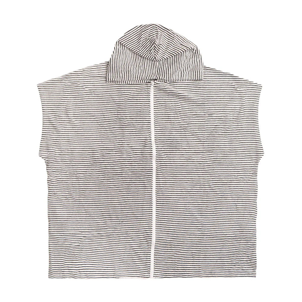 Adult towel Poncho - Black and White stripe