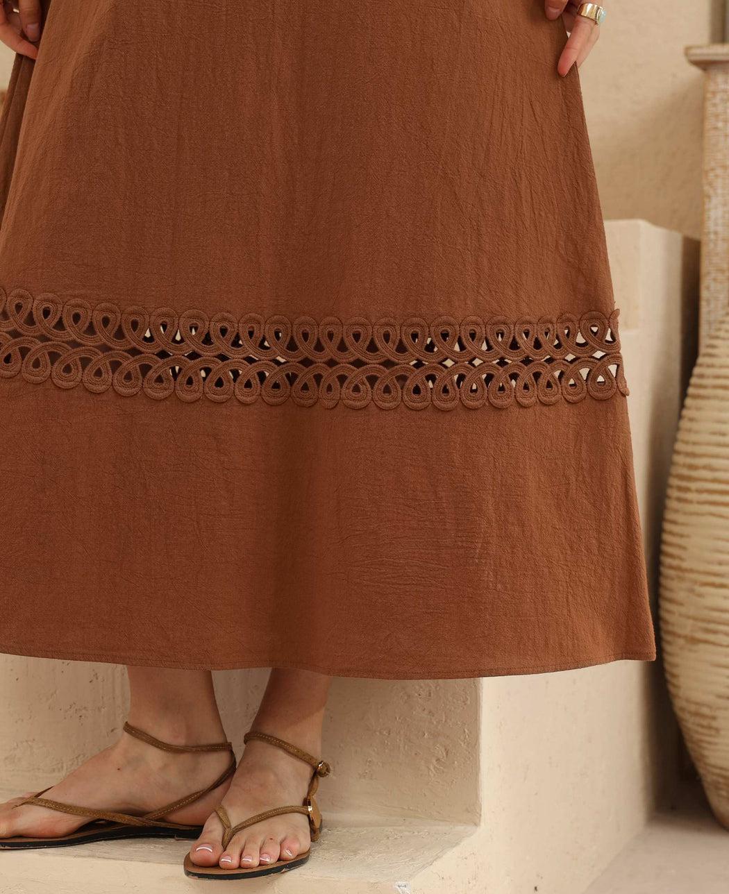 Tie back Midi Dress - Rust