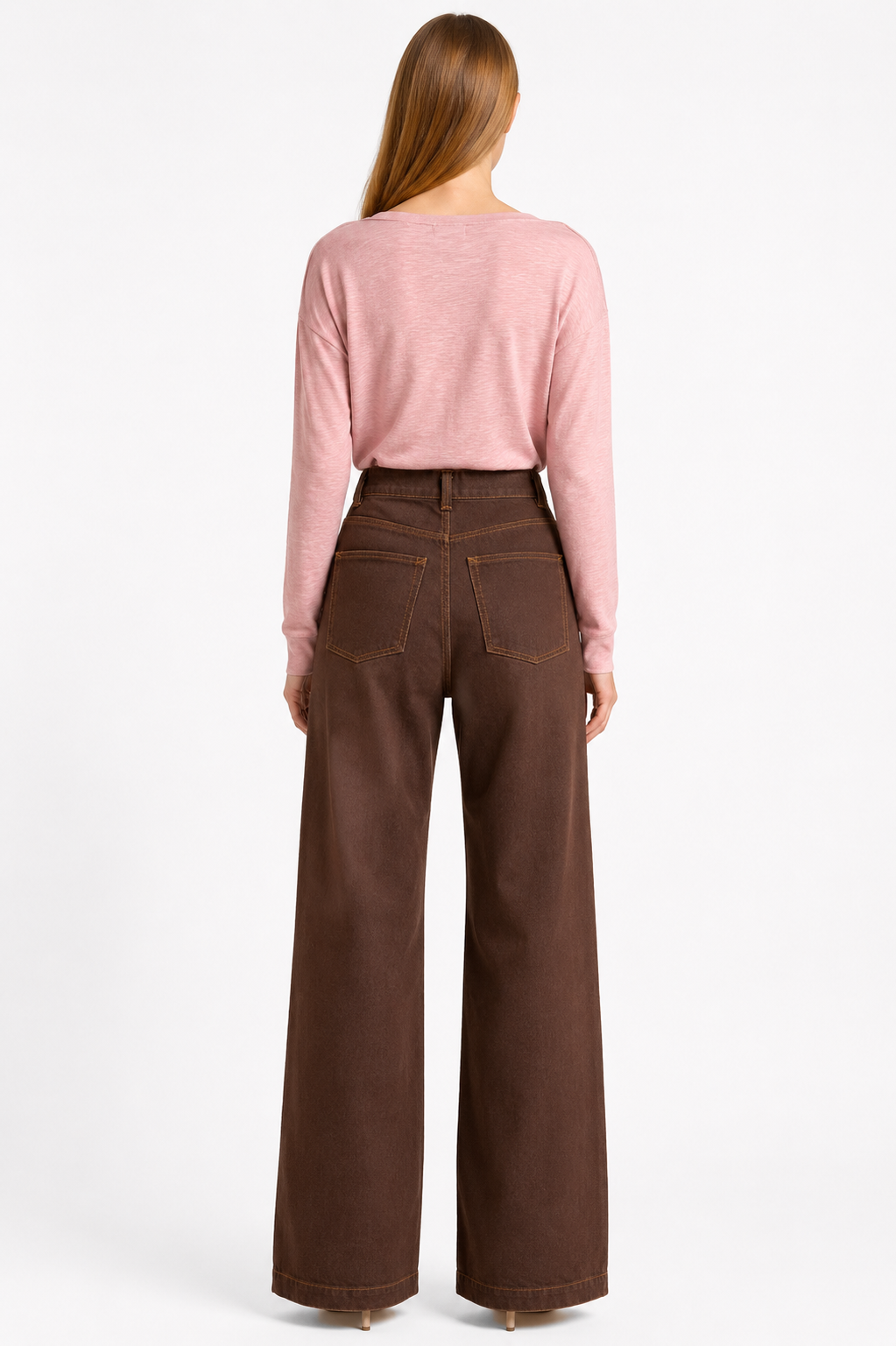 Wide leg Stretch Jeans - Chocolate
