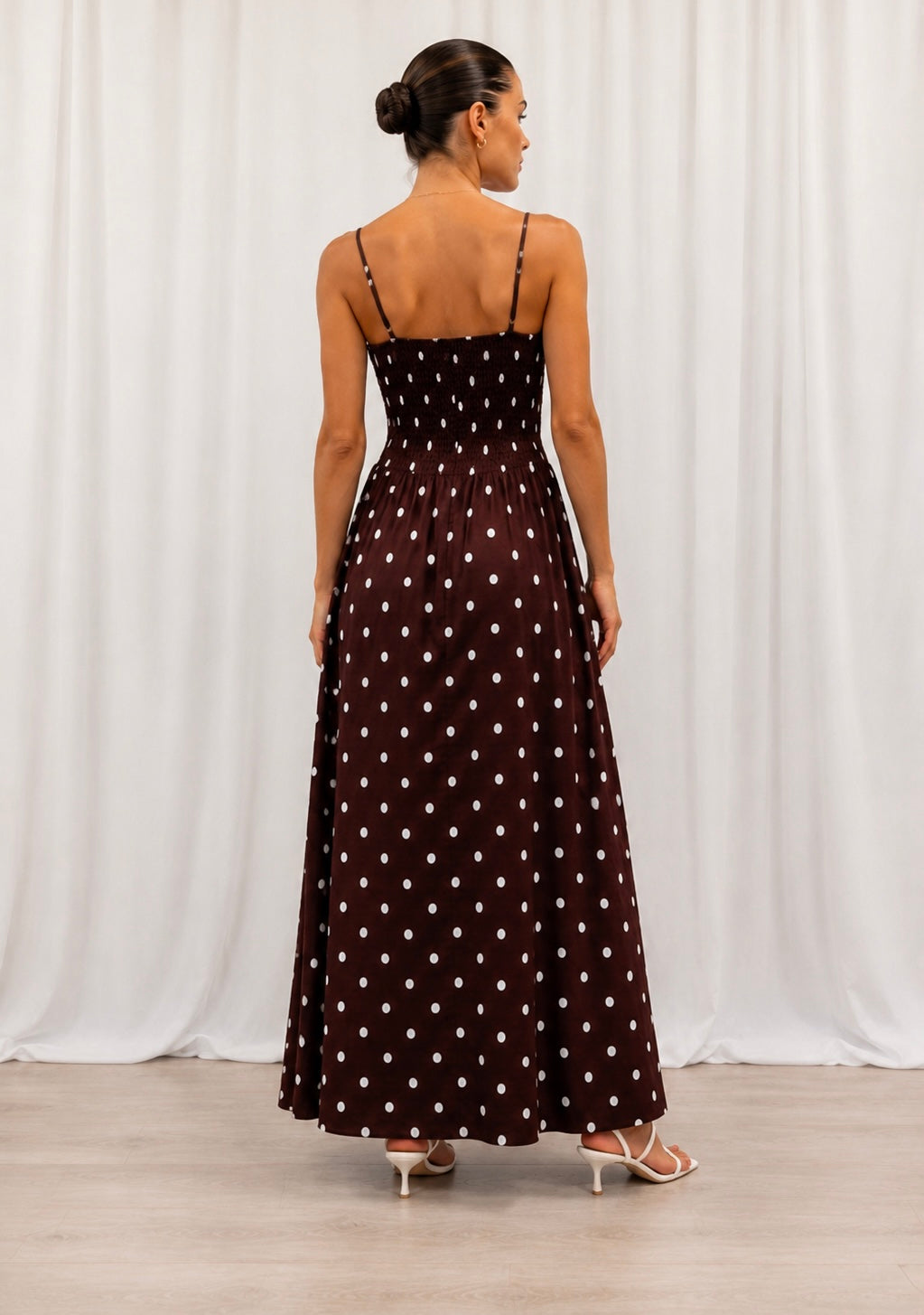 Polka dot Maxi Dress - Chocolate and White