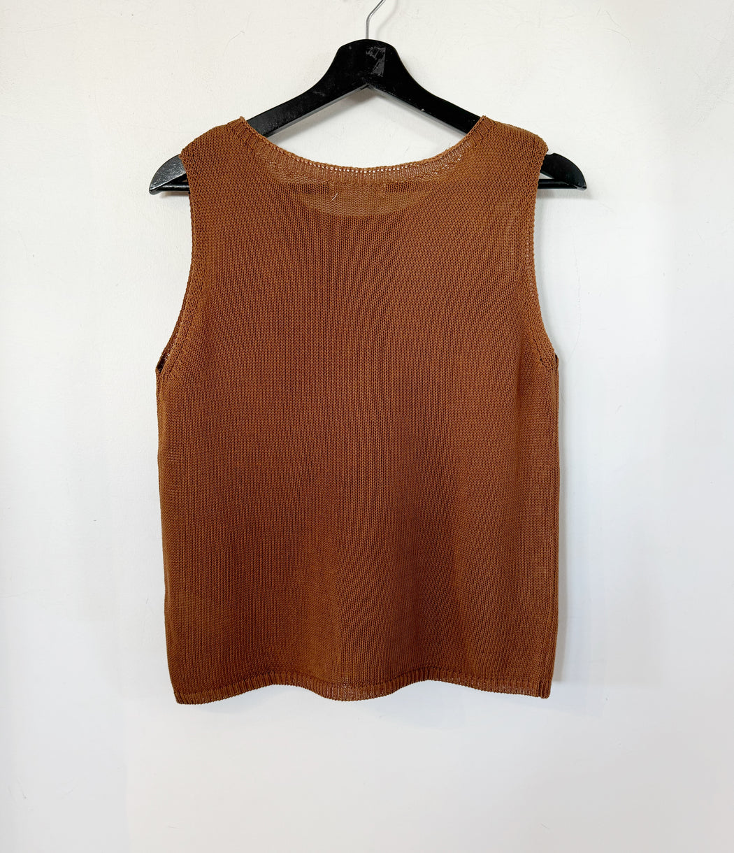 Little Lies Knit Spring Tank Top - Rust