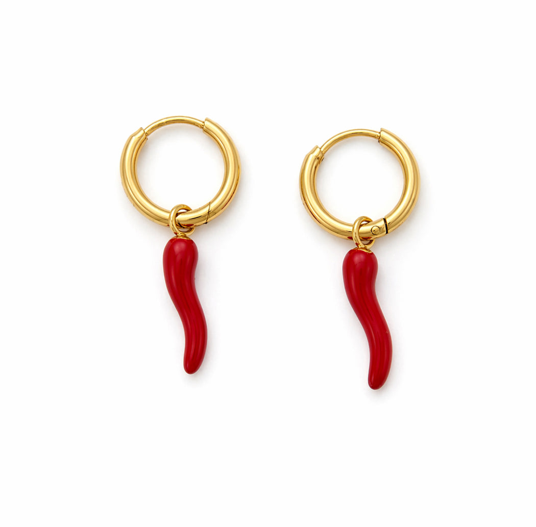 Denvi 18K Gold Plated Huggie Hoops - Chilli Hoop