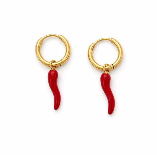 Denvi 18K Gold Plated Huggie Hoops - Chilli Hoop